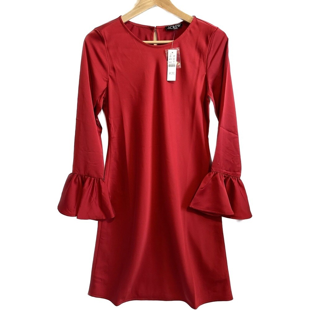 J. Crew Dress Women's Size 0 Bell Sleeves Red